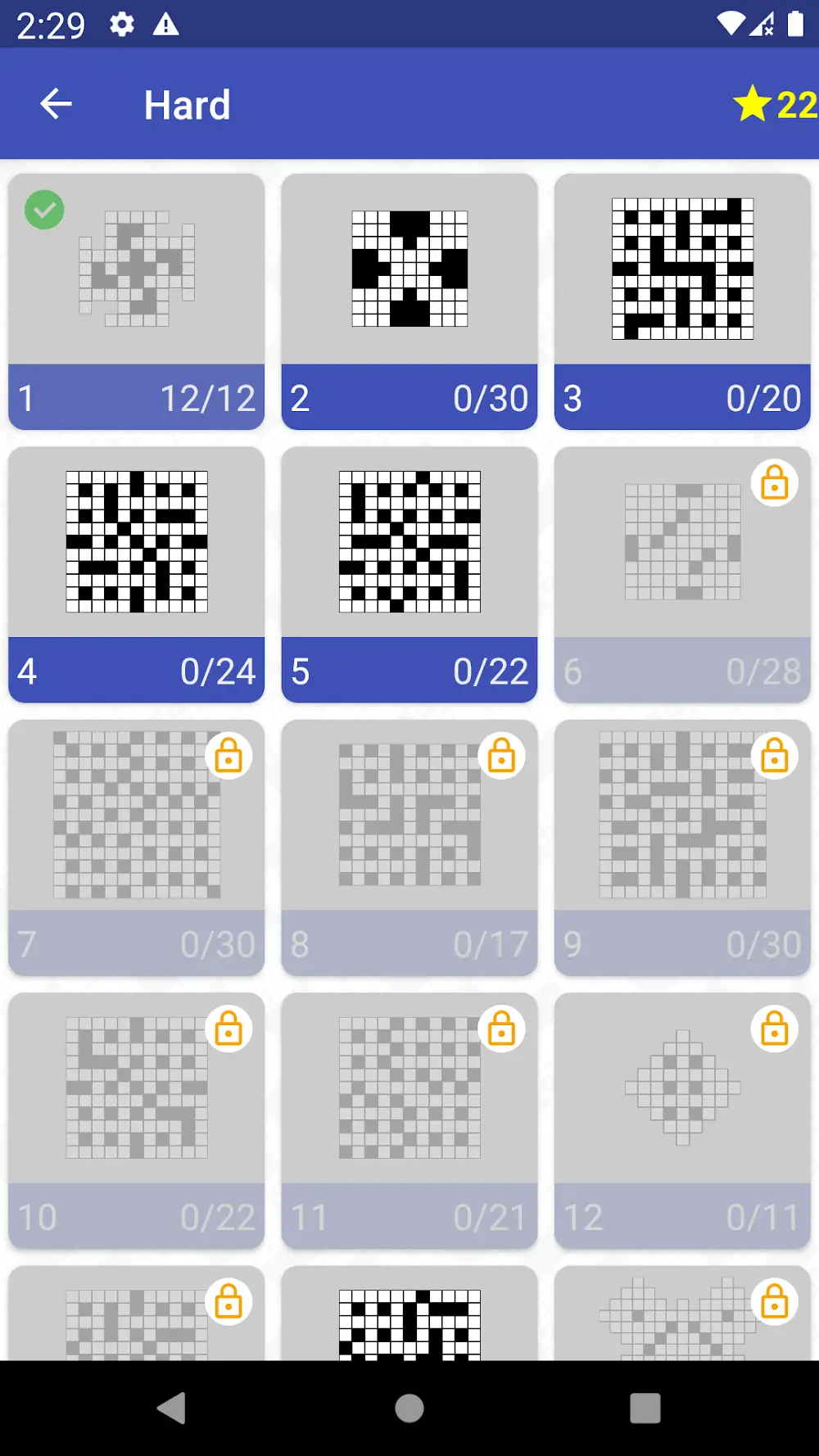 Wybór planszy na poziomie trudnym w English Crossword Puzzle