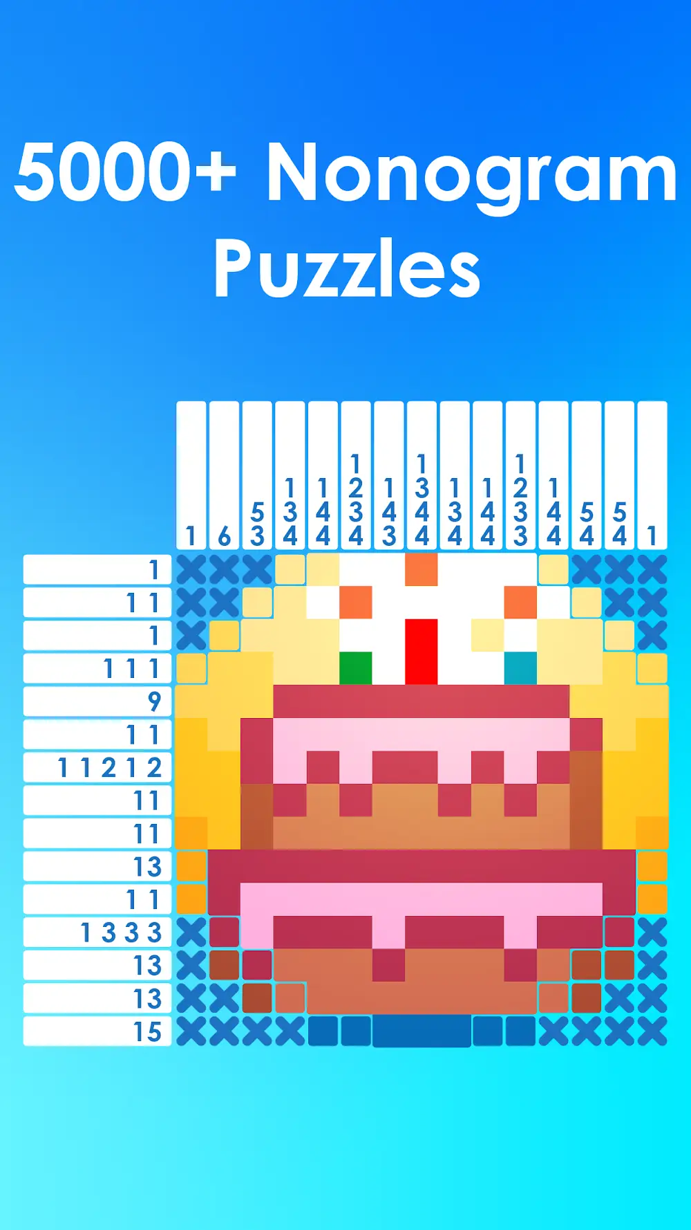 Kolorowa plansza krzyżówki obrazkowej w grze Picture Cross